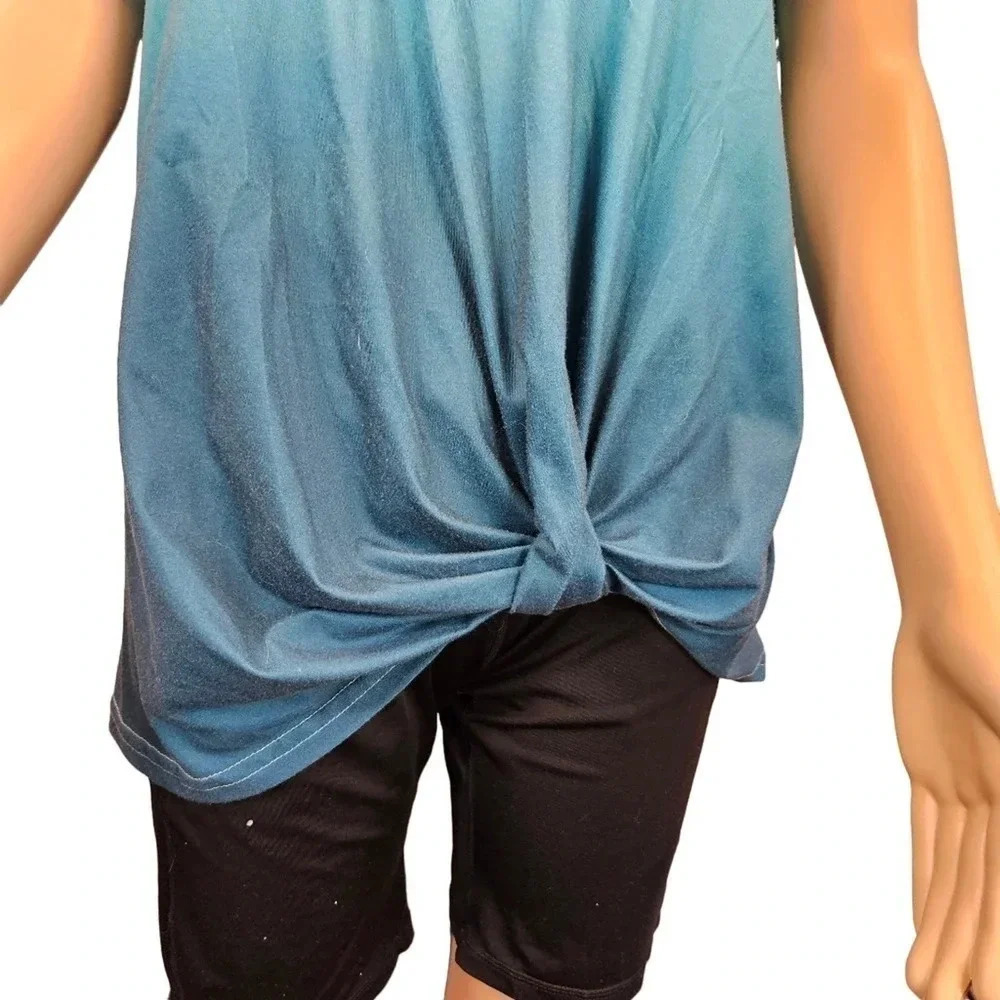 SHEIN XL Blue Ombre Cold Shoulder Side Not Top (small stains) - Picture 2 of 7